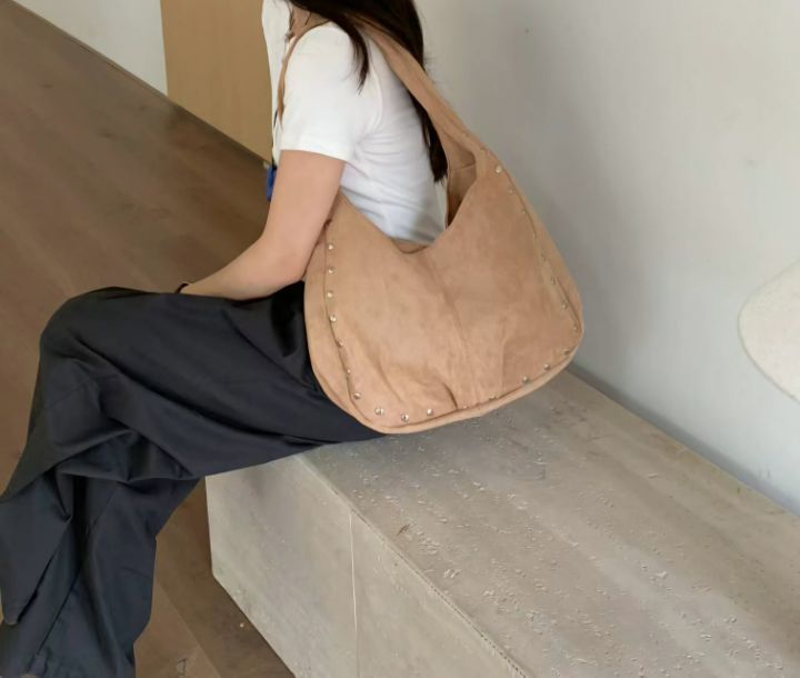 TROUVAILLE東大門㊣代購女裝新款職業25春夏單肩斜跨包絨面革TROUVAILLE單肩/斜跨包