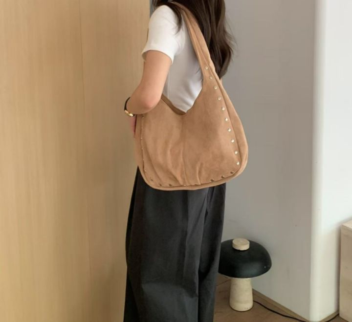 TROUVAILLE東大門㊣代購女裝新款職業25春夏單肩斜跨包絨面革TROUVAILLE單肩/斜跨包