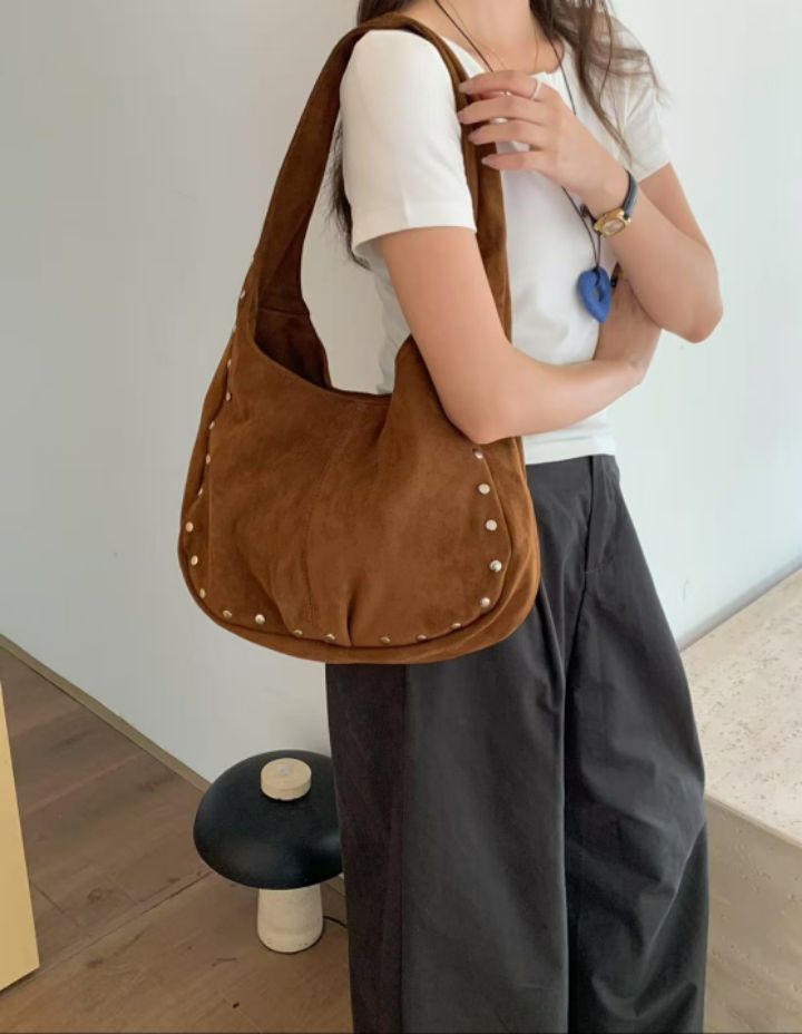 TROUVAILLE東大門㊣代購女裝新款職業25春夏單肩斜跨包絨面革TROUVAILLE單肩/斜跨包圖色2