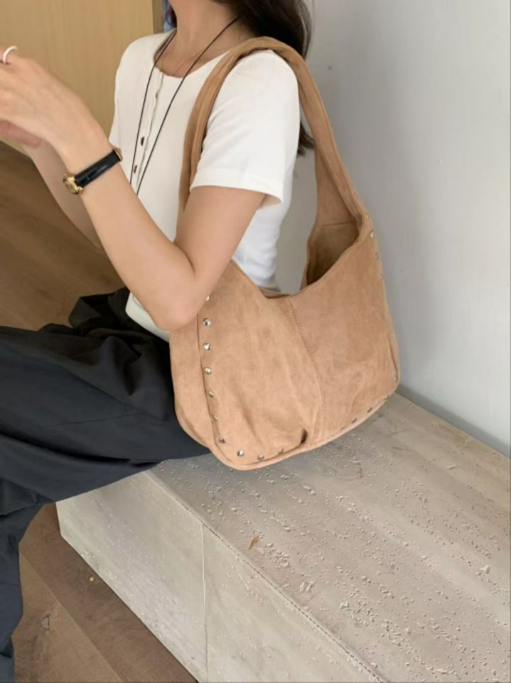 TROUVAILLE東大門㊣代購女裝新款職業25春夏單肩斜跨包絨面革TROUVAILLE單肩/斜跨包圖色4
