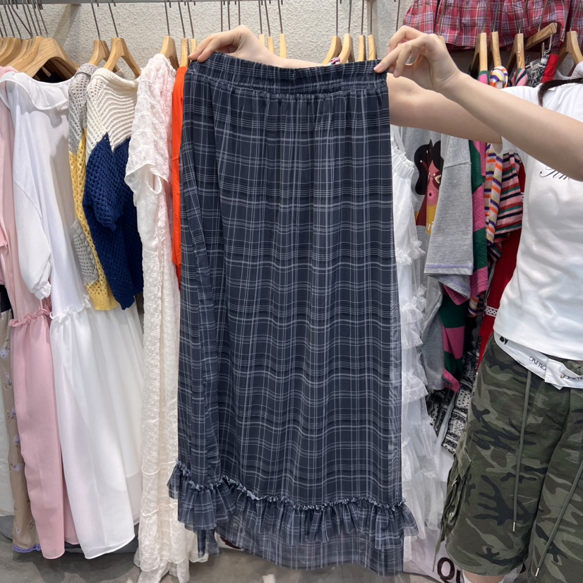 MAISONDEGLORY東大門㊣直郵女士新款25春夏半身裙中短裙格紋MAISON DE GLORY半身裙/中短裙