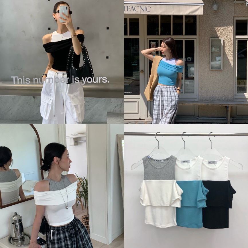 REVE CITE-L韓國直郵㊣女裝新品休閑職業時尚推薦T恤假兩件REVE CITET恤