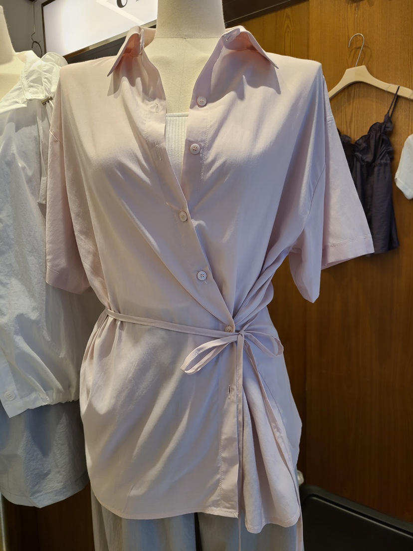 CYLINDER韓國直郵㊣女裝新品職業真品25春夏襯衫蕾絲衫紐扣CYLINDER襯衫/蕾絲衫
