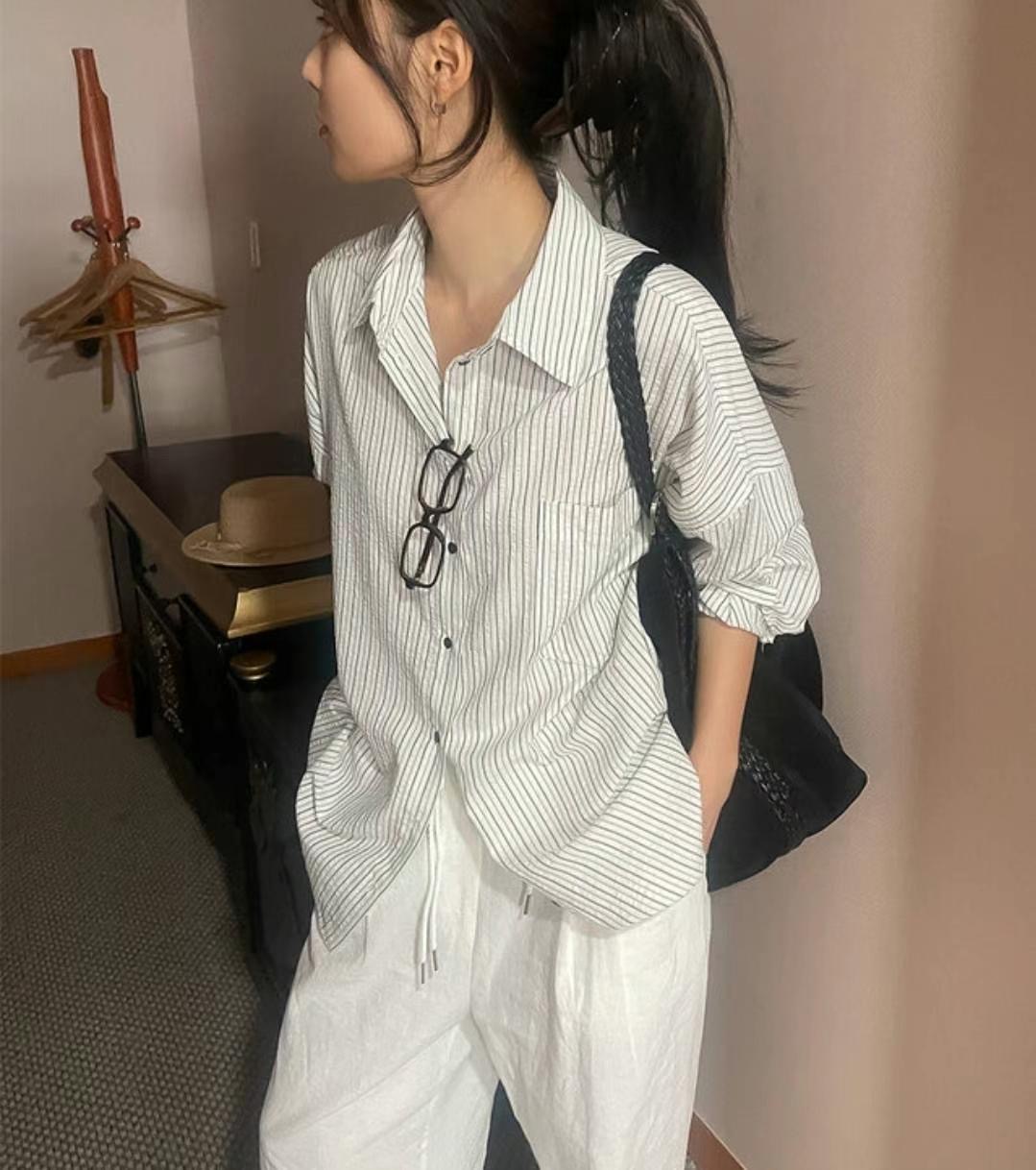 LIBERTE-OT東大門㊣直郵女士新款職業推薦休閑人氣襯衫蕾絲衫RETHINK襯衫/蕾絲衫