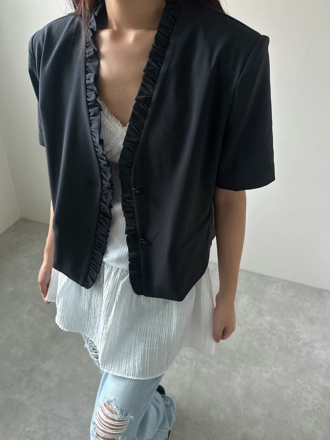 UNENE-OT東大門㊣代購女裝新款時尚推薦休閑25春夏職業夾克UNENE夾克圖色2