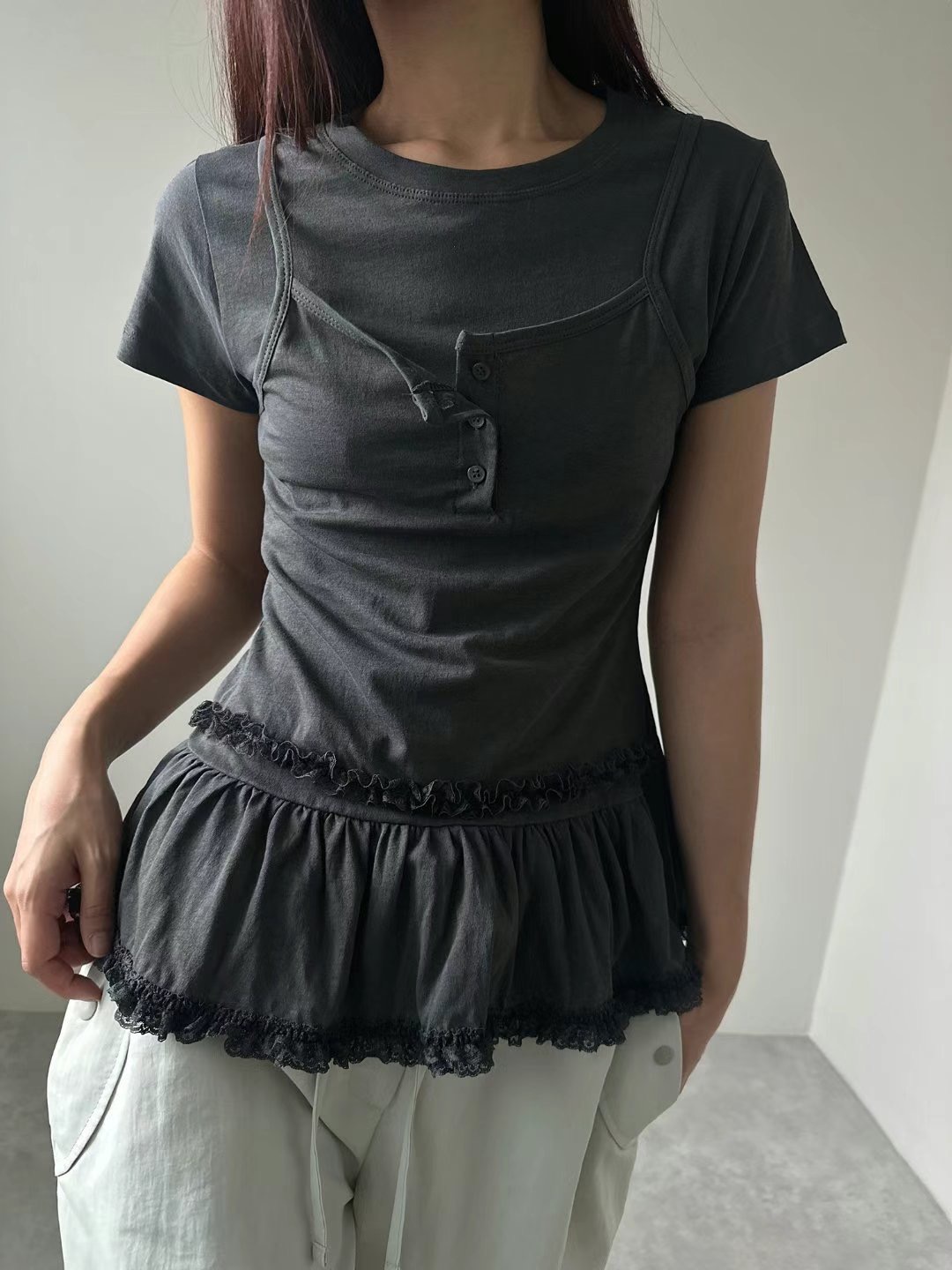 UNENE-OT東大門㊣代購女裝新品休閑職業人氣時尚25春夏T恤UNENET恤圖色3