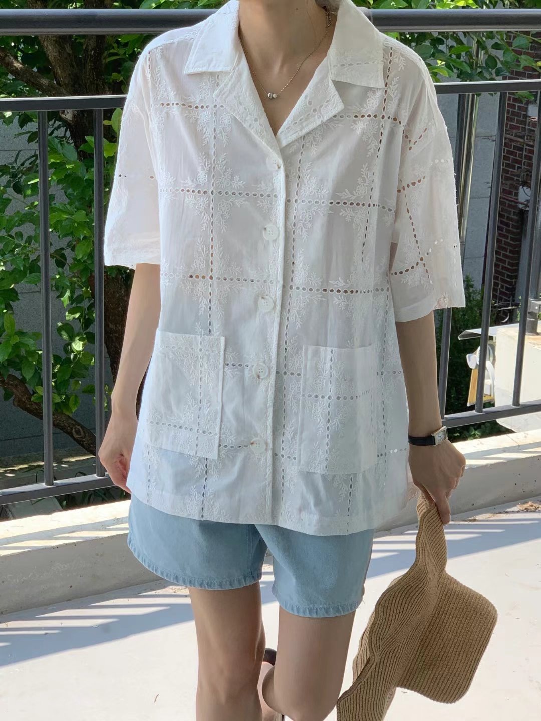ACRE東大門㊣代購女裝新款休閑職業時尚25春夏人氣襯衫蕾絲衫ACRE襯衫/蕾絲衫