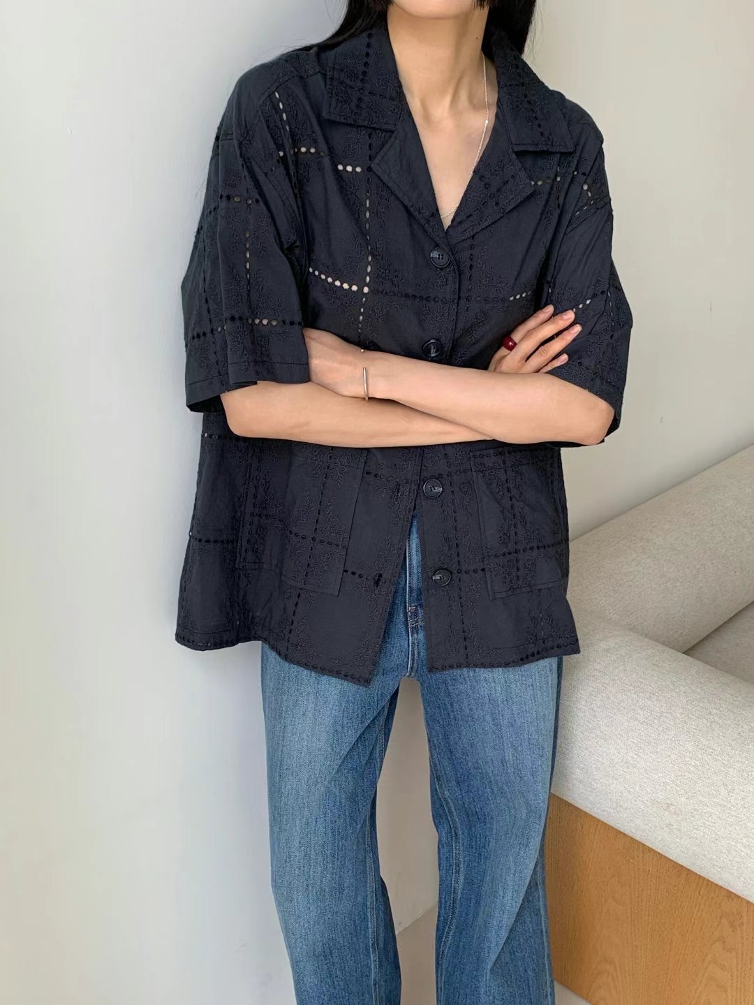 ACRE東大門㊣代購女裝新款休閑職業時尚25春夏人氣襯衫蕾絲衫ACRE襯衫/蕾絲衫圖色3