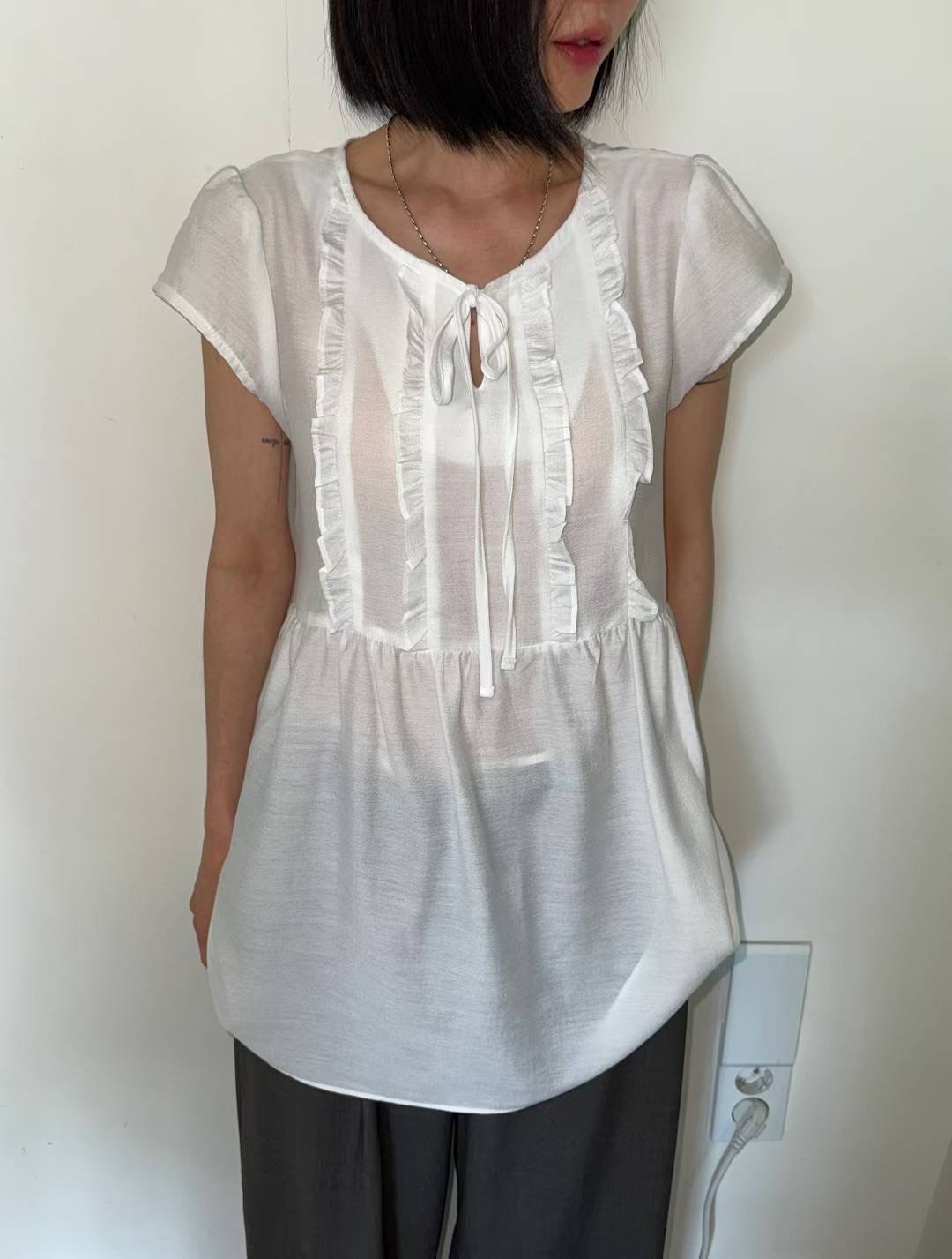 THELACREAM東大門㊣代購女士新品時尚25春夏真品襯衫蕾絲衫THELACREAM襯衫/蕾絲衫圖色2