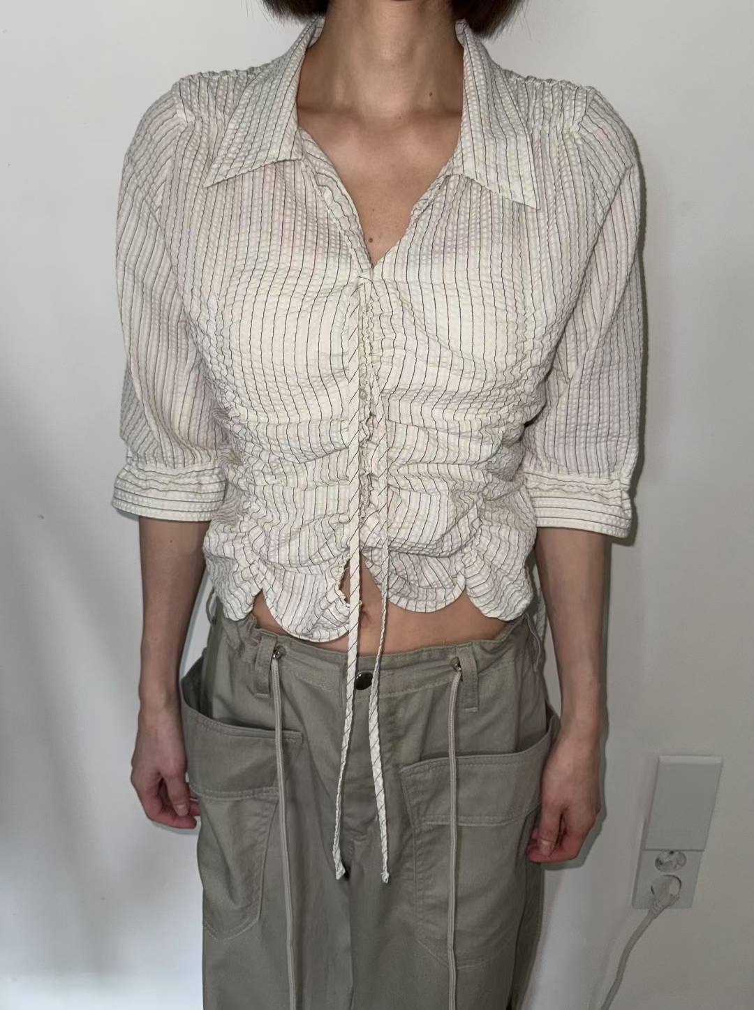 THELACREAM韓國代購㊣女裝新品時尚職業休閑熱賣襯衫蕾絲衫THELACREAM襯衫/蕾絲衫
