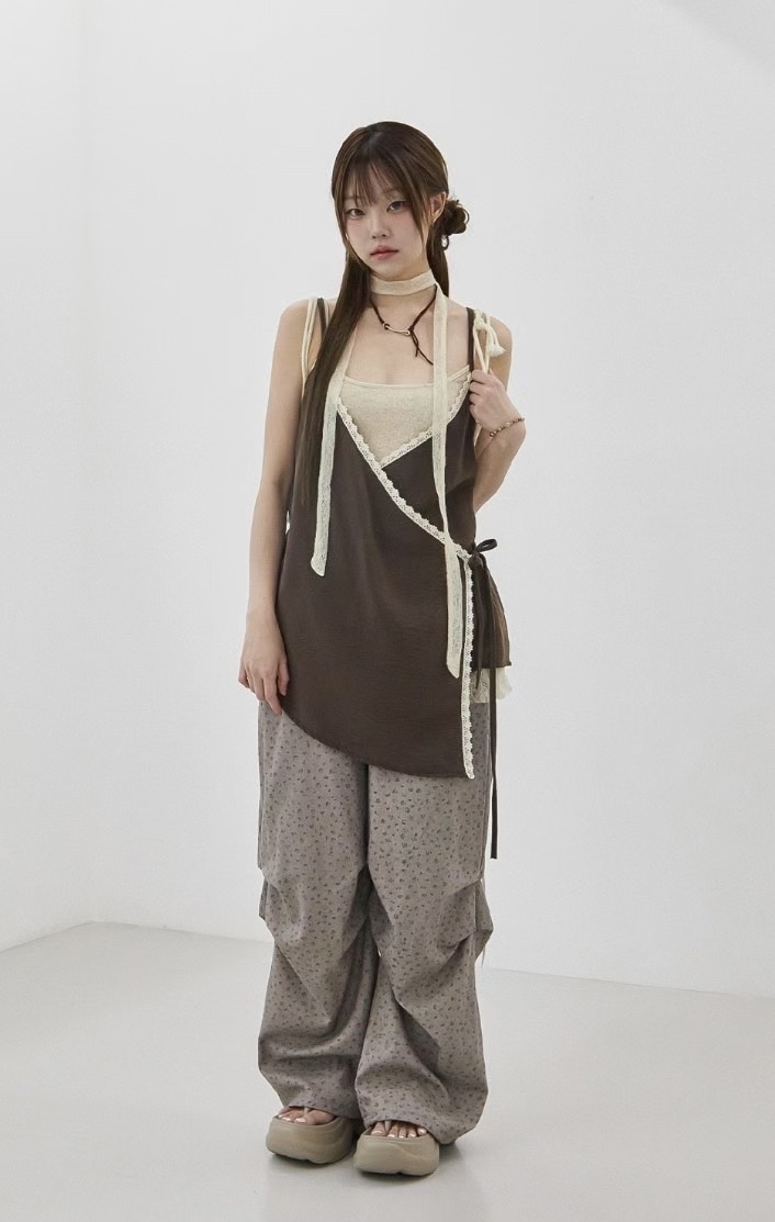 THELACREAM韓國代購㊣女裝新品熱賣推薦人氣25春夏吊帶背心蕾絲THELACREAM吊帶/背心