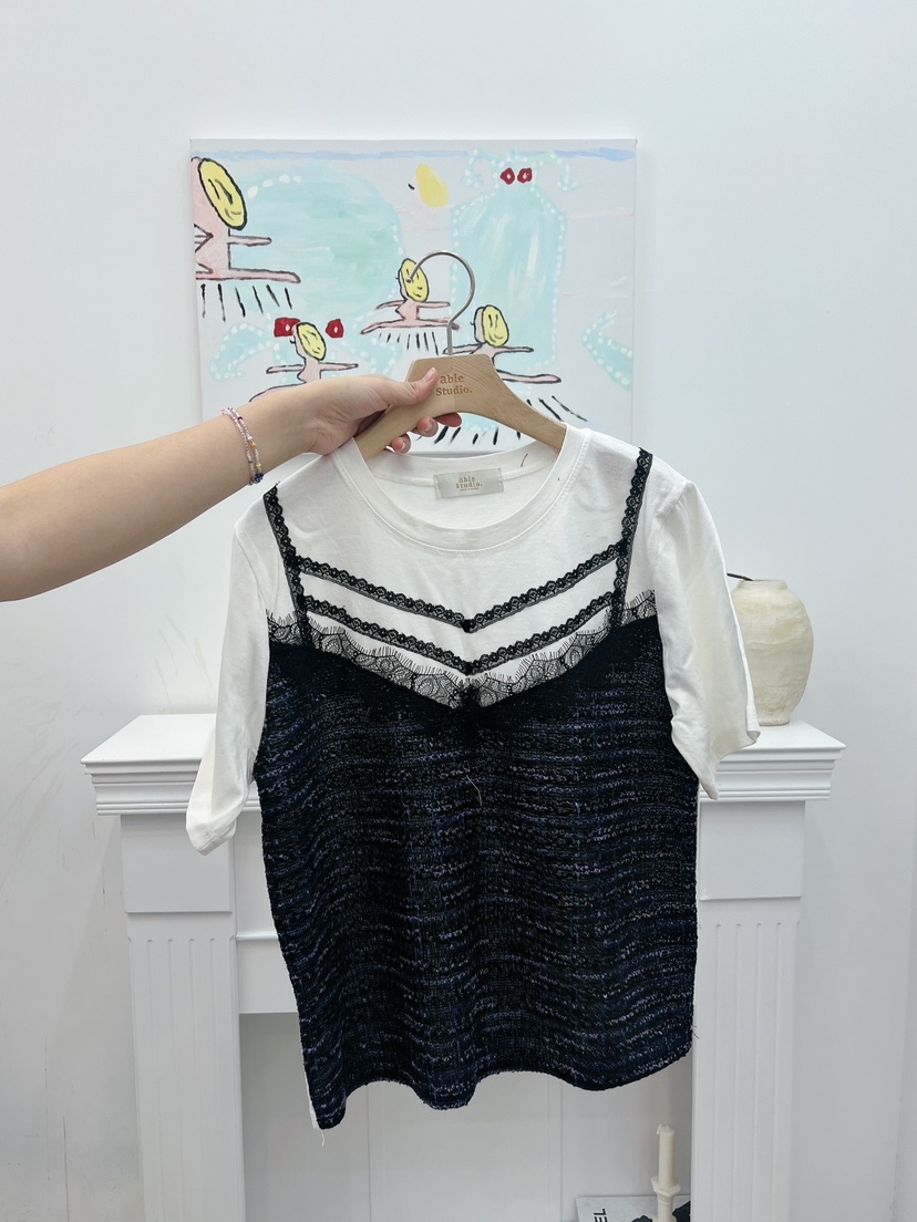 ABLESTUDIO韓國代購㊣女士新品推薦真品熱賣休閑25春夏T恤SaleABLE STUDIOT恤圖色1