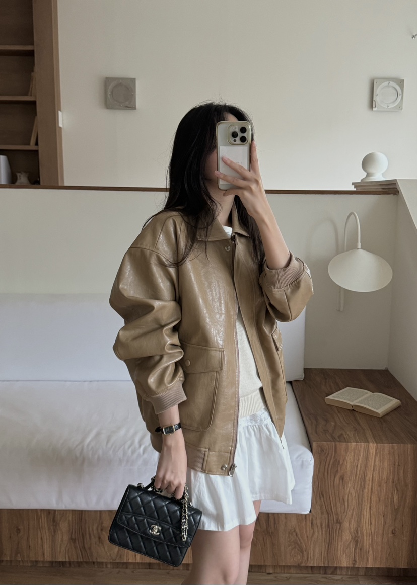 TIZZI韓國代購㊣女士新款25春夏真品職業熱賣人氣時尚休閑皮衣TIZZI皮衣