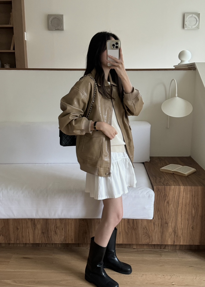TIZZI韓國代購㊣女士新款25春夏真品職業熱賣人氣時尚休閑皮衣TIZZI皮衣