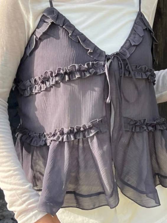 MYCABINET東大門㊣直郵女士新品25春夏吊帶背心不含內搭褶皺MYCABINET吊帶/背心