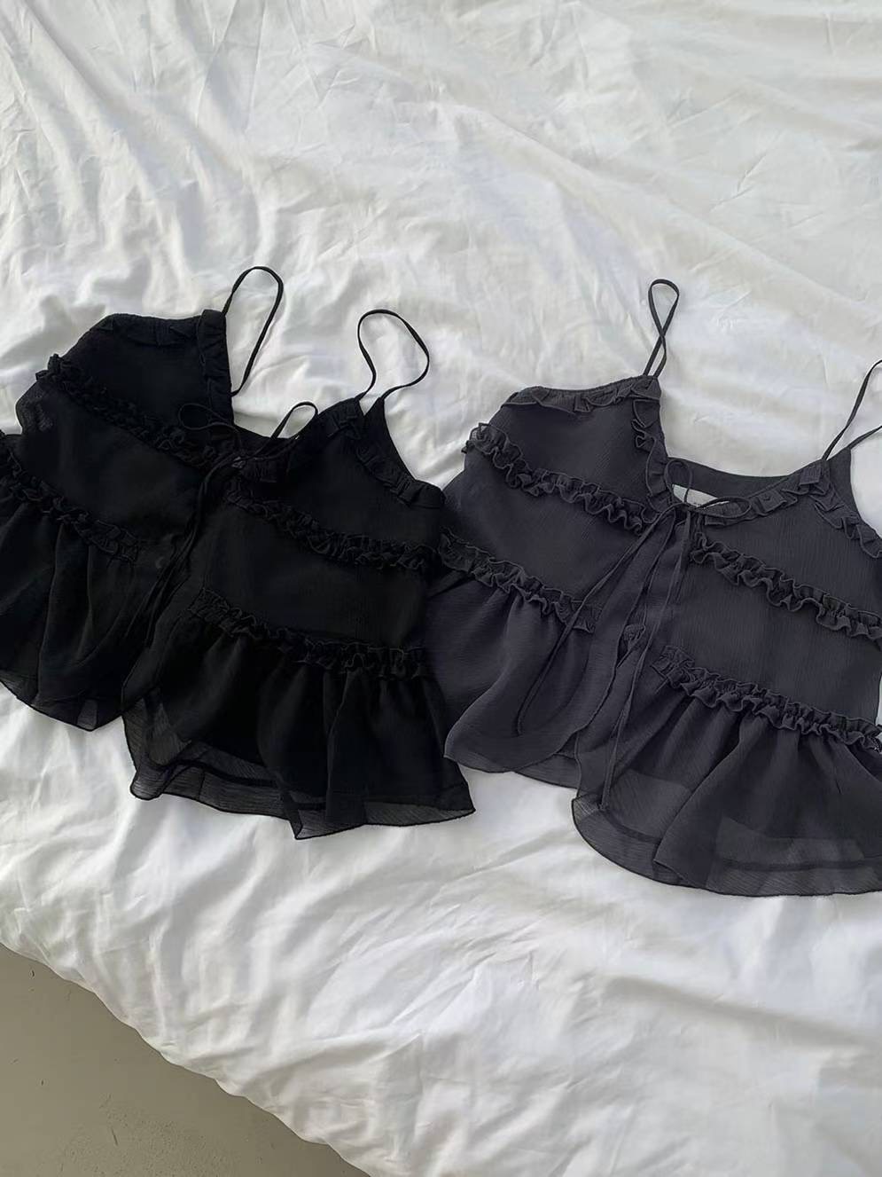 MYCABINET東大門㊣直郵女士新品25春夏吊帶背心不含內搭褶皺MYCABINET吊帶/背心