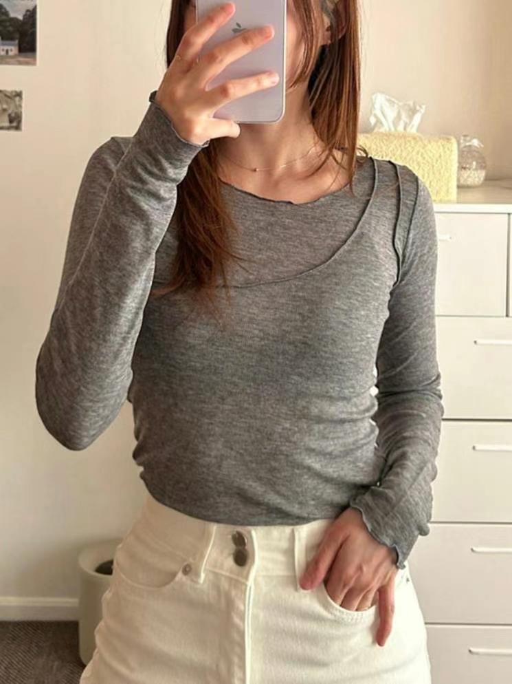 MYCABINET東大門㊣直郵女裝新款25春夏職業時尚熱賣長袖T恤MYCABINET長袖T恤圖色2