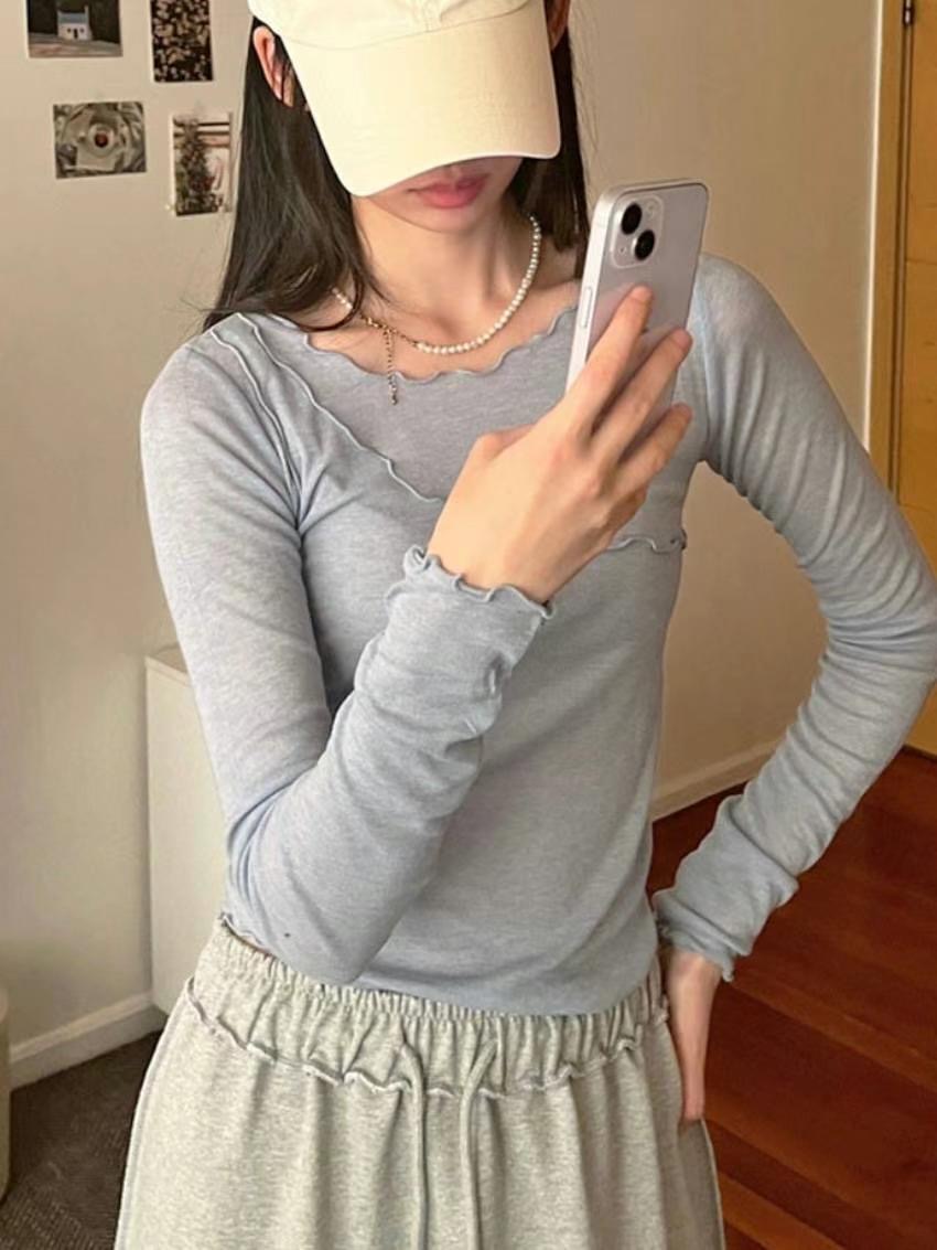 MYCABINET東大門㊣直郵女裝新款25春夏職業時尚熱賣長袖T恤MYCABINET長袖T恤圖色3