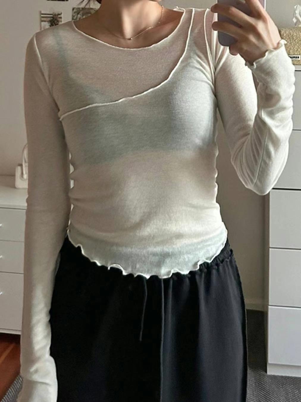 MYCABINET東大門㊣直郵女裝新款25春夏職業時尚熱賣長袖T恤MYCABINET長袖T恤圖色4