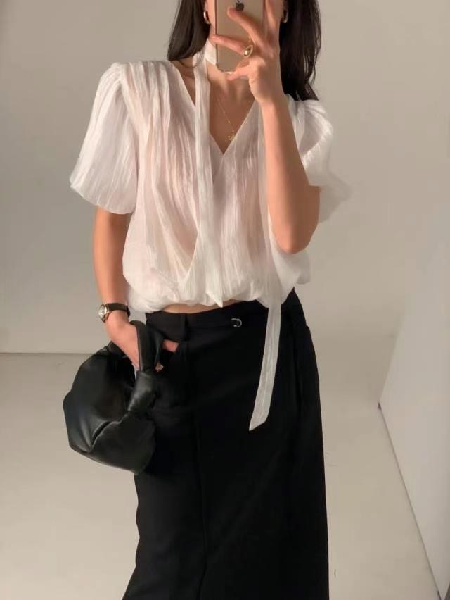 ANDBYL東大門㊣直郵女士新款真品時尚熱賣襯衫蕾絲衫含脖帶ANDBYL襯衫/蕾絲衫圖色2