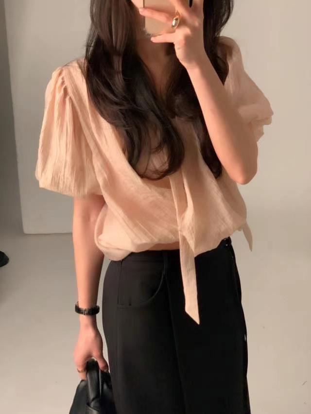ANDBYL東大門㊣直郵女士新款真品時尚熱賣襯衫蕾絲衫含脖帶ANDBYL襯衫/蕾絲衫圖色3