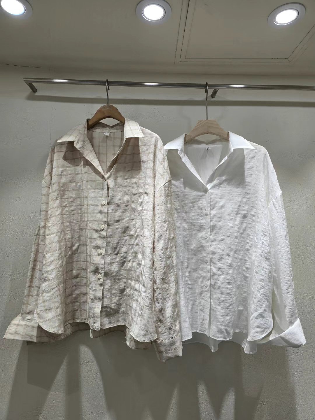 BASIC FEMME-베이직팜므-OT東大門㊣實拍女士新品時尚襯衫蕾絲衫格紋BASIC FEMME襯衫/蕾絲衫
