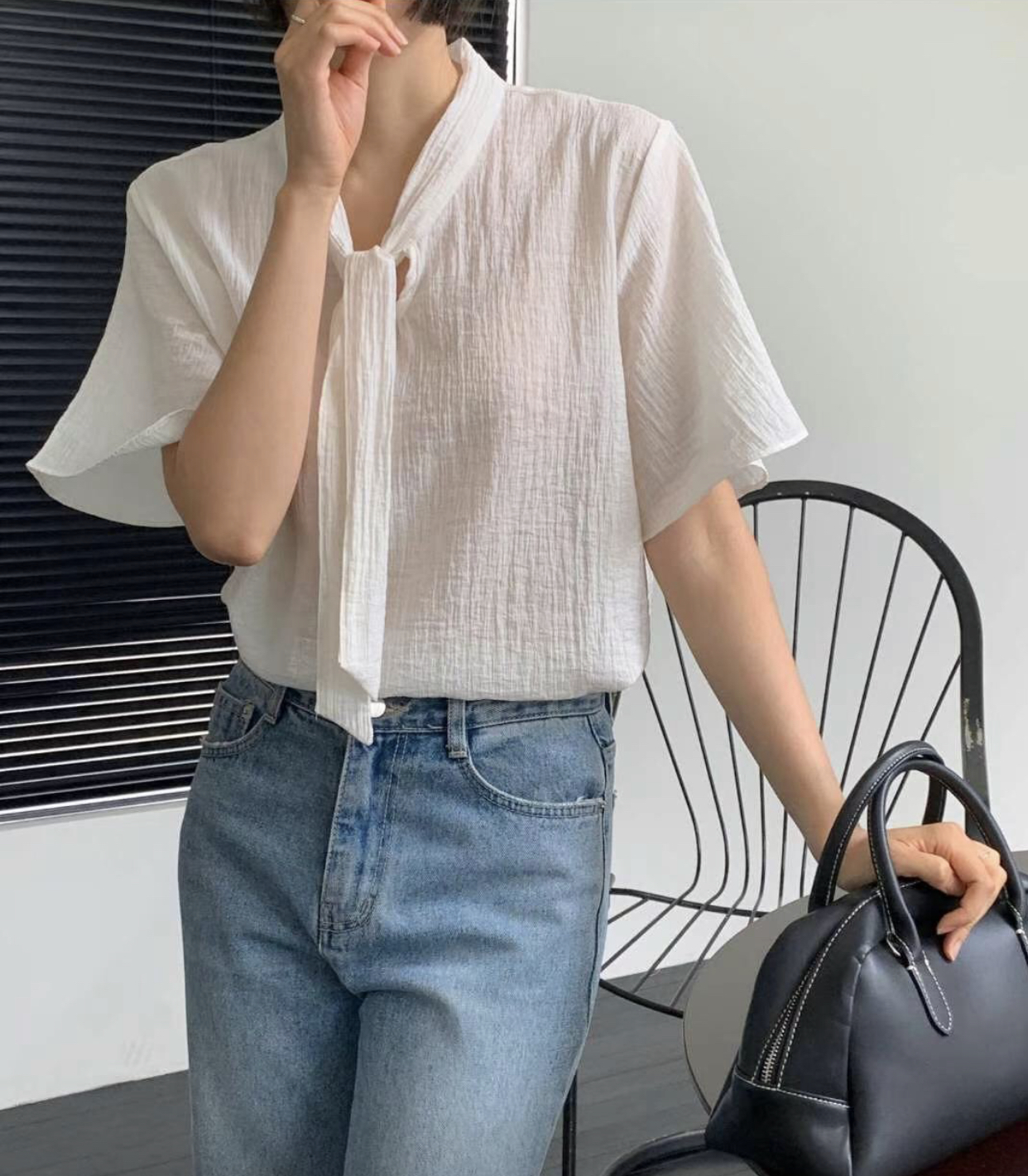 BASIC FEMME-베이직팜므-OT韓國代購㊣女裝新品推薦襯衫蕾絲衫透明BASIC FEMME襯衫/蕾絲衫圖色2
