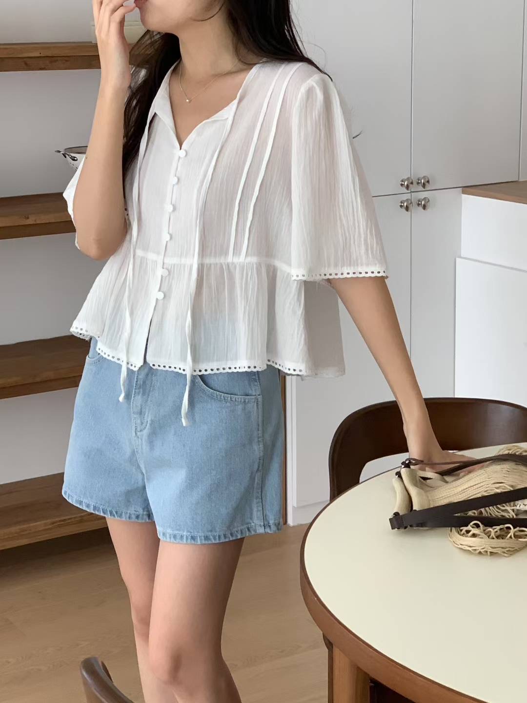 DADA韓國代購㊣女裝新款熱賣真品推薦職業時尚25春夏襯衫蕾絲衫DADA襯衫/蕾絲衫