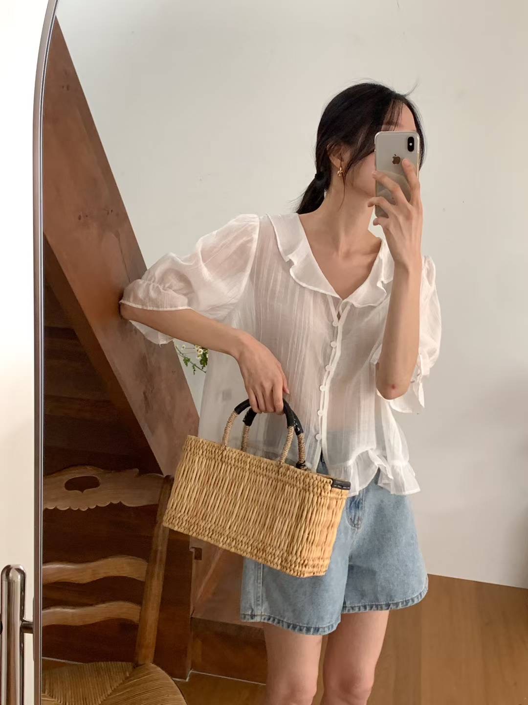 DADA東大門㊣直郵女裝新品時尚熱賣推薦25春夏人氣襯衫蕾絲衫DADA襯衫/蕾絲衫