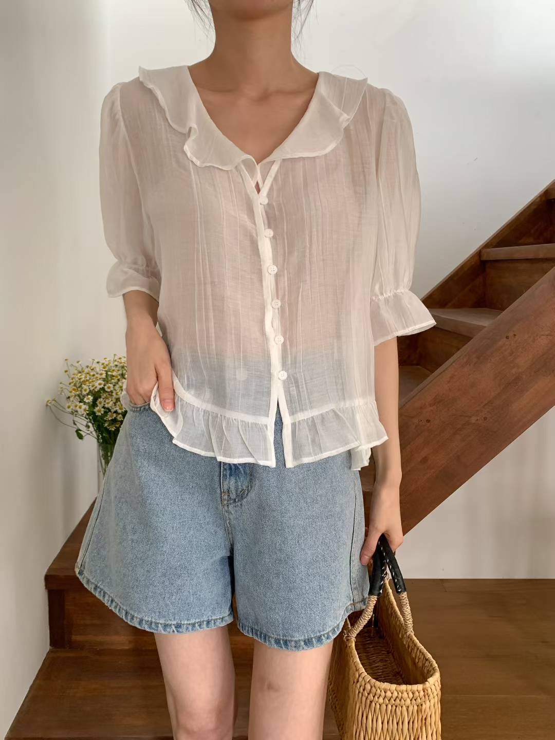 DADA東大門㊣直郵女裝新品時尚熱賣推薦25春夏人氣襯衫蕾絲衫DADA襯衫/蕾絲衫圖色1