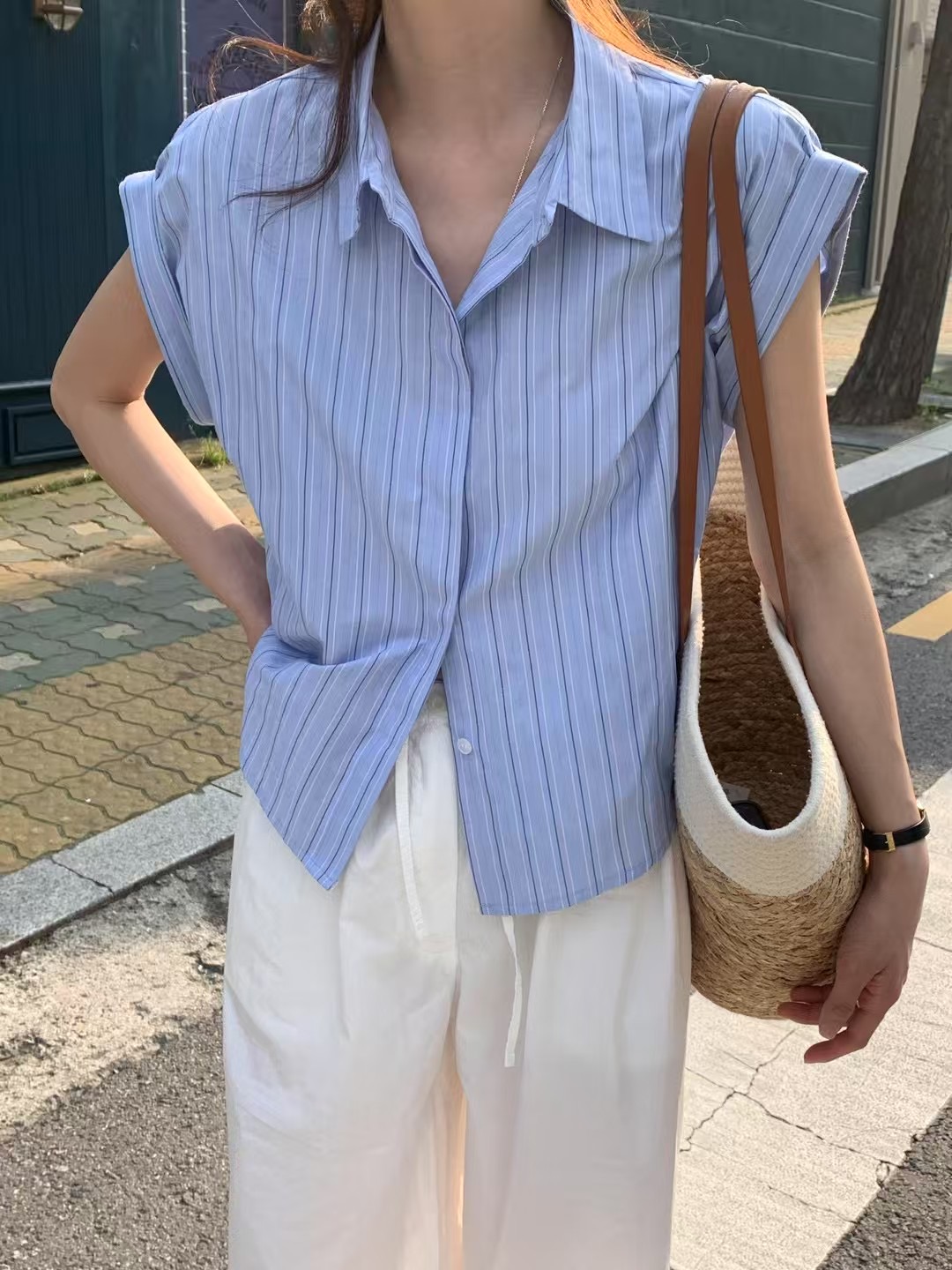 ALL OVER韓國直郵㊣女裝新品25春夏真品休閑時尚襯衫蕾絲衫ALL OVER襯衫/蕾絲衫圖色2