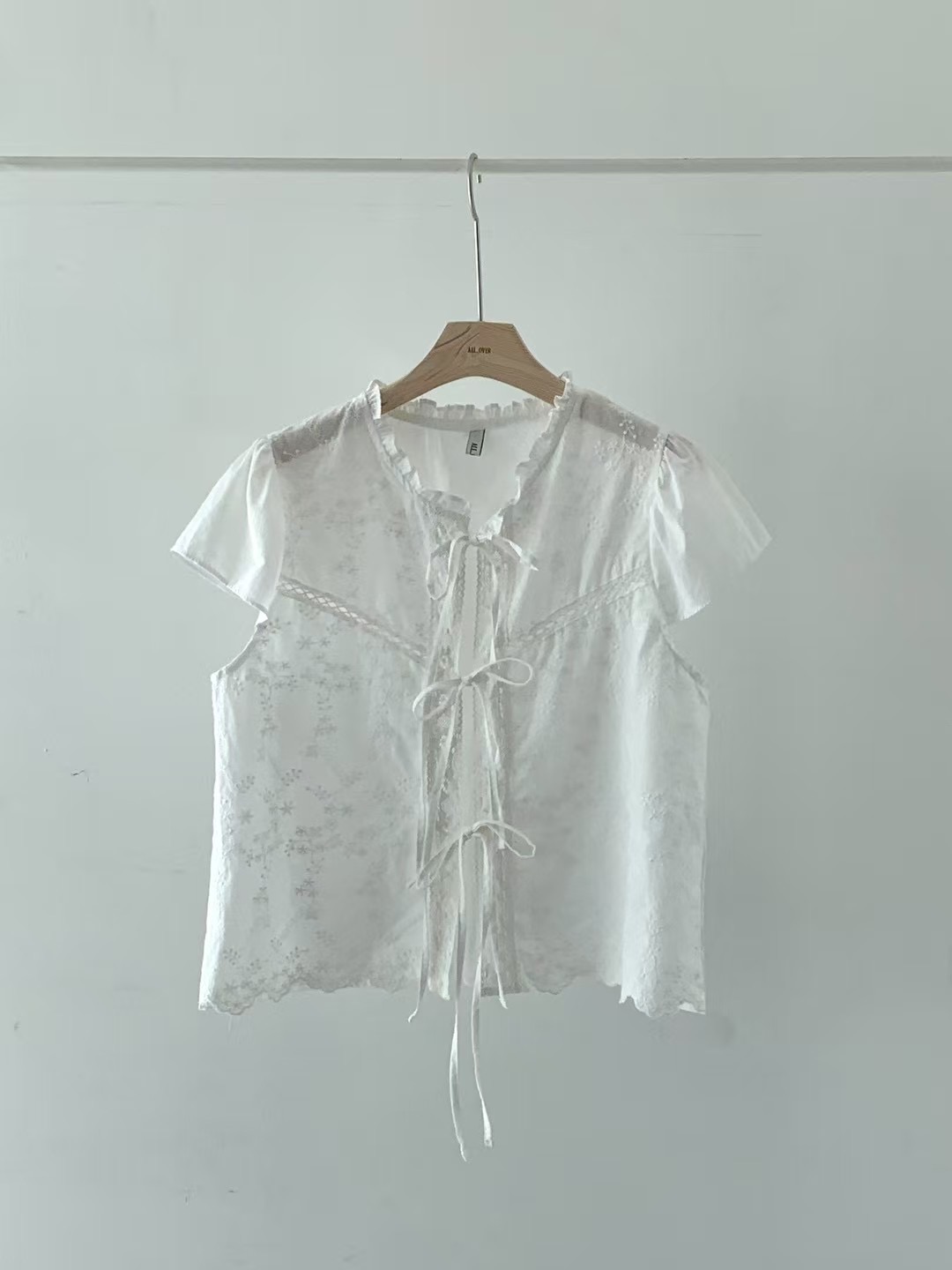 ALL OVER韓國代購㊣女士新款25春夏職業人氣真品襯衫蕾絲衫ALL OVER襯衫/蕾絲衫