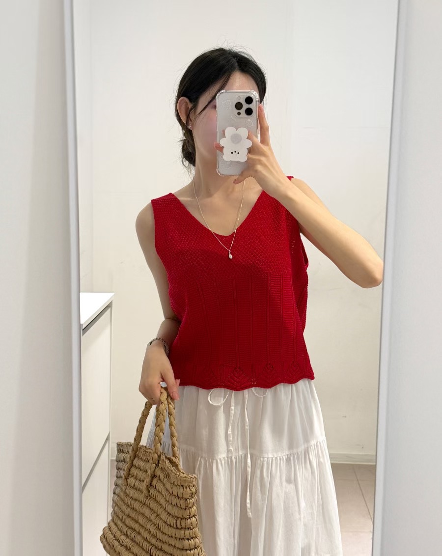 ALL OVER韓國代購㊣女士新品熱賣真品人氣推薦吊帶背心V領ALL OVER吊帶/背心圖色3