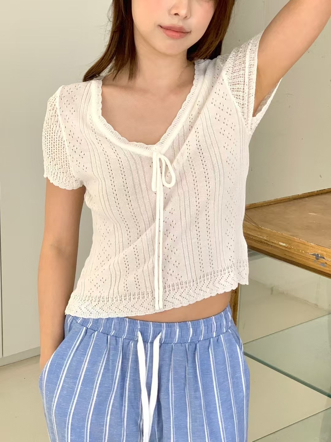ALL OVER東大門㊣直郵女士新品休閑熱賣人氣25春夏時尚針織衫ALL OVER針織衫圖色2