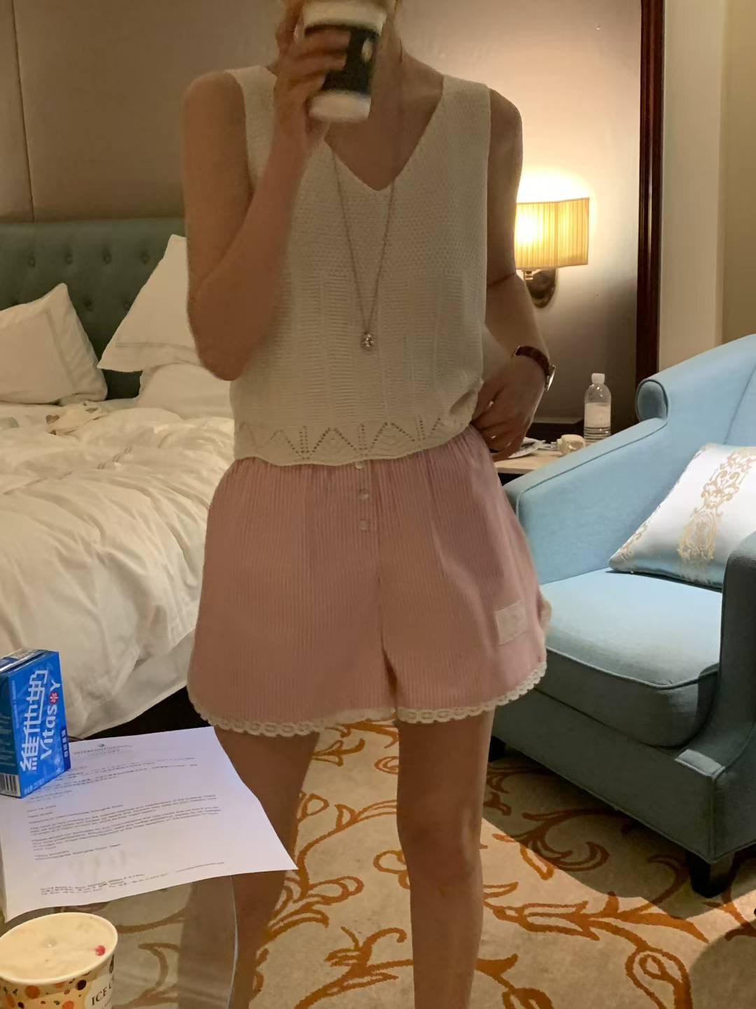 ALL OVER韓國代購㊣女裝新品時尚休閑熱賣真品25春夏推薦短褲ALL OVER短褲