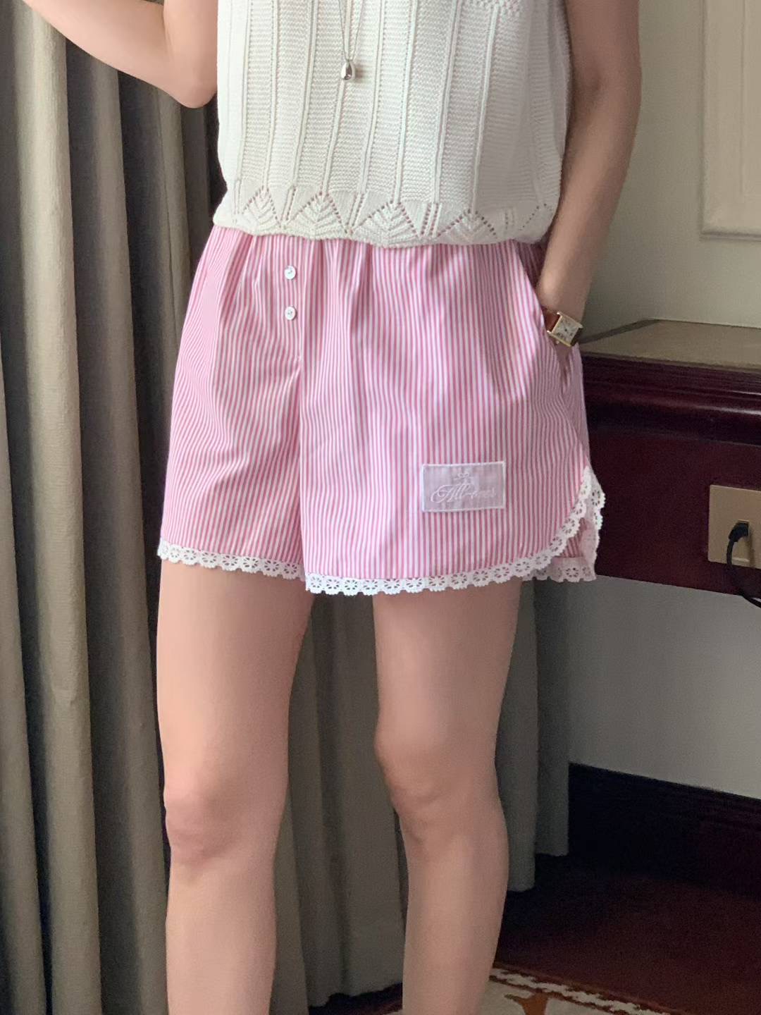 ALL OVER韓國代購㊣女裝新品時尚休閑熱賣真品25春夏推薦短褲ALL OVER短褲圖色2