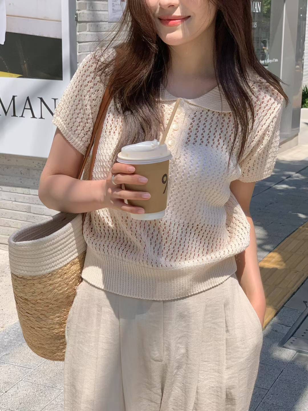 ALL OVER東大門㊣代購女裝新品休閑人氣推薦職業熱賣針織衫ALL OVER針織衫圖色1