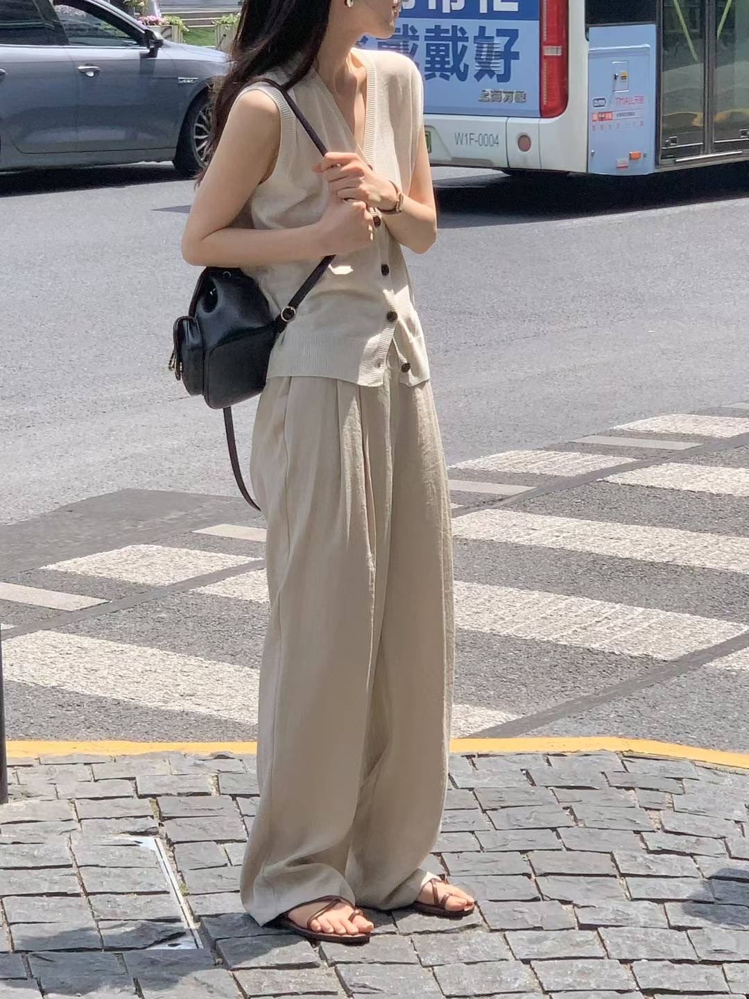 ALL OVER東大門㊣代購女士新款推薦職業休閑熱賣休閑褲亞麻ALL OVER休閑褲