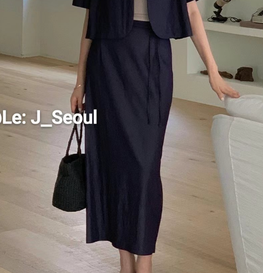 LEJ SEOUL東大門㊣直郵女士新品時尚推薦休閑人氣長裙含腰繩LEJ SEOUL長裙圖色2