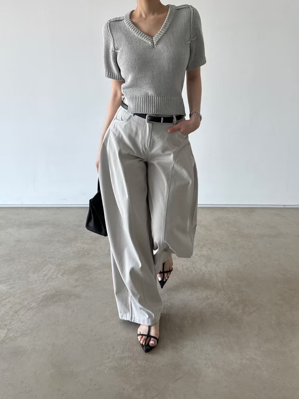 LEESA東大門㊣實拍女士新品時尚25春夏人氣職業休閑褲不含腰帶LEESA休閑褲