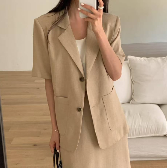 AT THIS MOMENT東大門㊣實拍女裝新品人氣25春夏職業夾克AT THIS MOMENT夾克