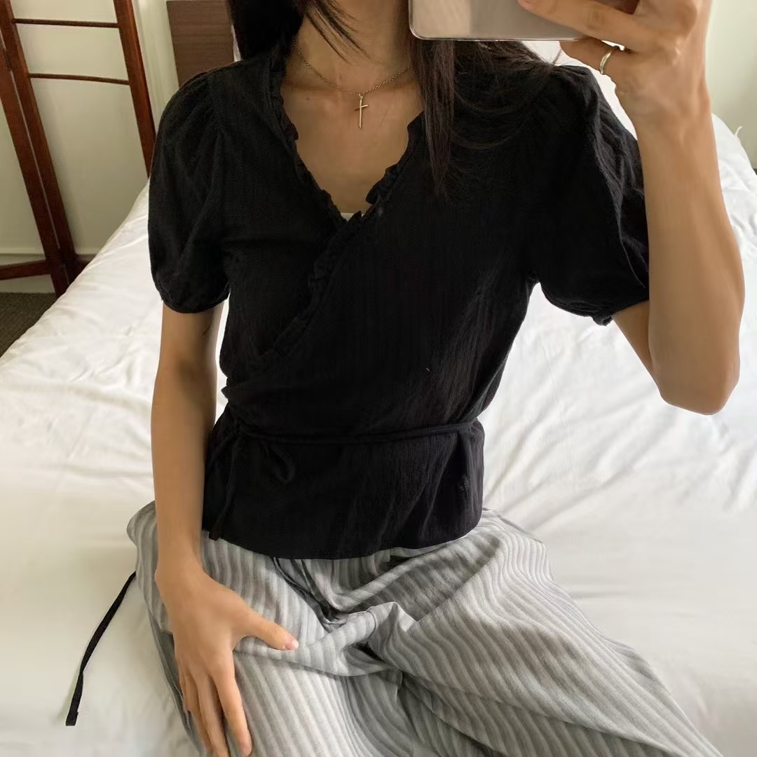 BIRTHDAY-OT東大門㊣實拍女裝新款時尚25春夏襯衫蕾絲衫荷葉邊BIRTHDAY-OT襯衫/蕾絲衫圖色2