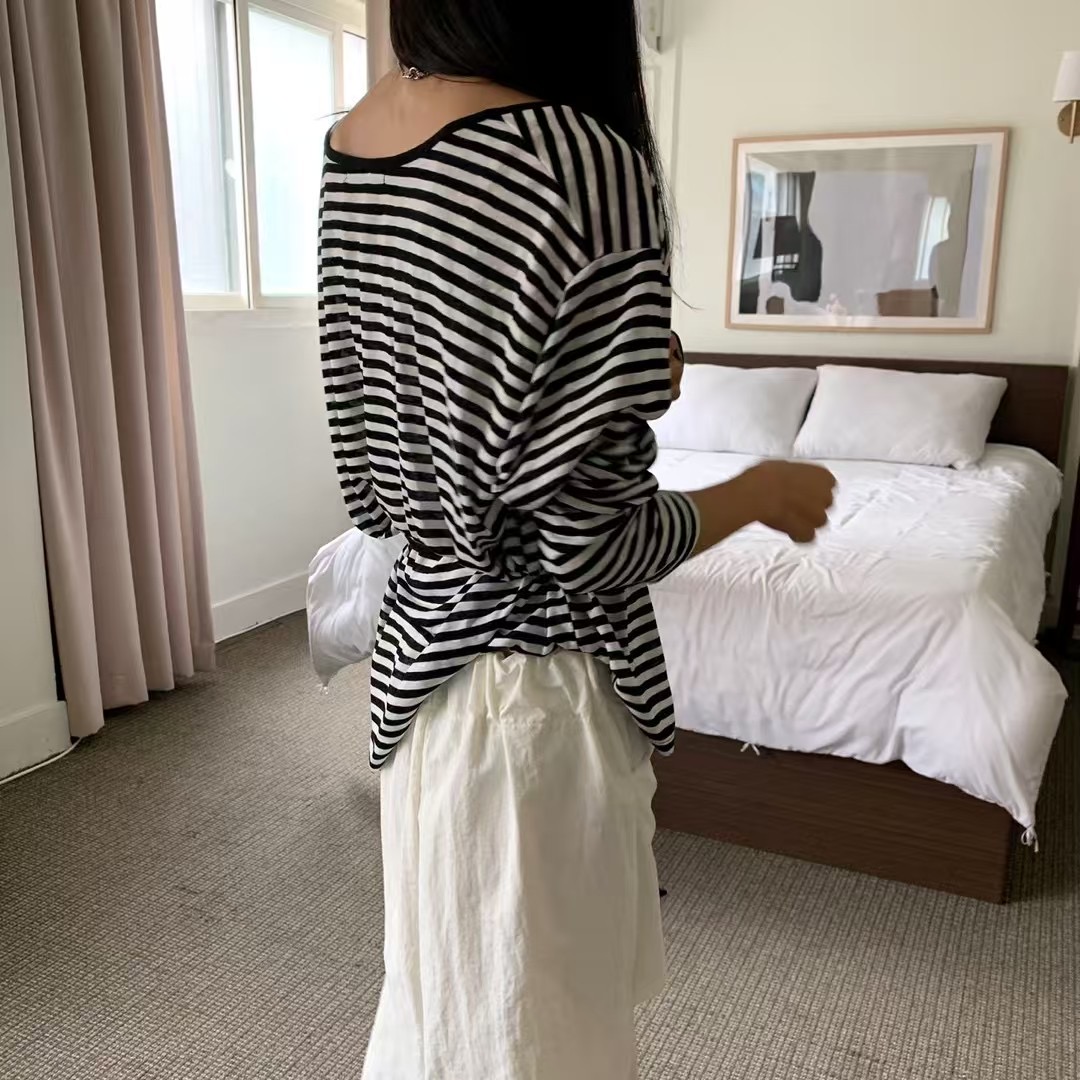 BIRTHDAY-OT韓國代購㊣女士新品25春夏休閑職業熱賣長袖T恤BIRTHDAY-OT長袖T恤