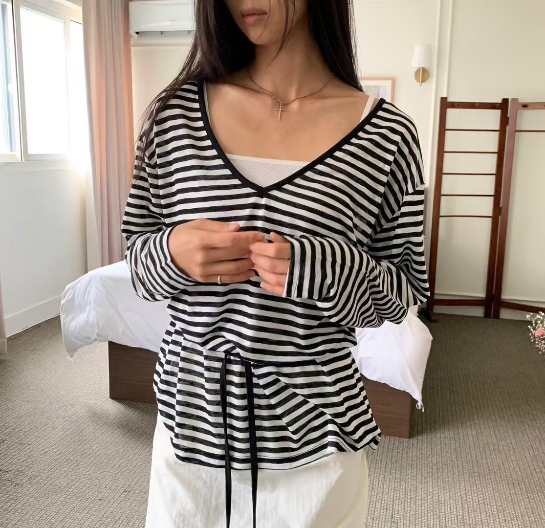 BIRTHDAY-OT韓國代購㊣女士新品25春夏休閑職業熱賣長袖T恤BIRTHDAY-OT長袖T恤