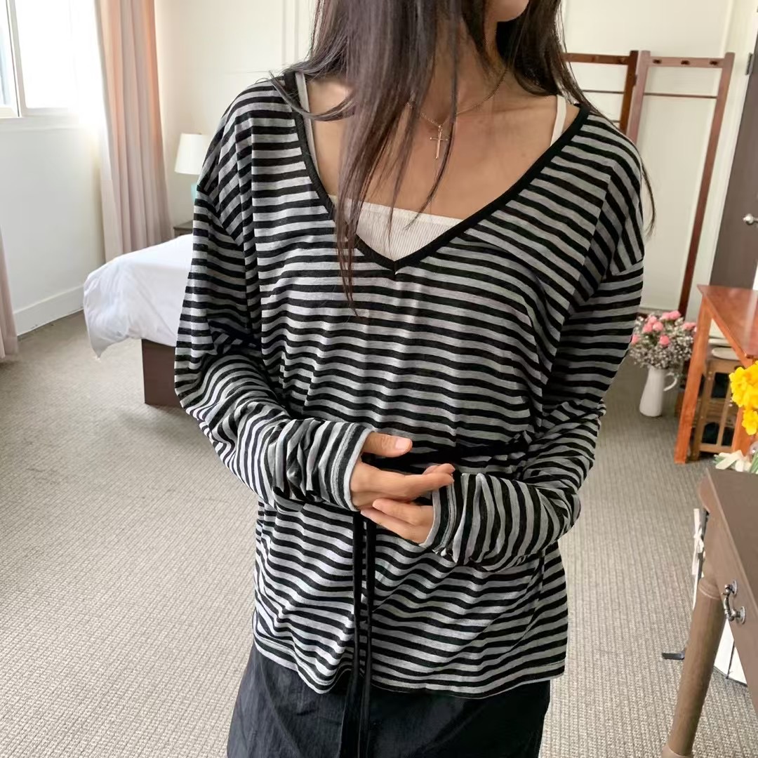 BIRTHDAY-OT韓國代購㊣女士新品25春夏休閑職業熱賣長袖T恤BIRTHDAY-OT長袖T恤圖色2