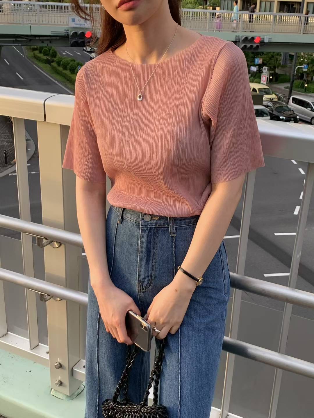 AT THIS MOMENT東大門㊣代購女裝新品25春夏時尚休閑職業T恤AT THIS MOMENTT恤圖色3