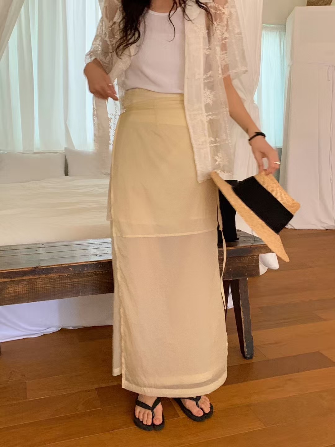 BEAGLE韓國代購㊣女士新品25春夏人氣熱賣真品時尚休閑長裙BEAGLE長裙圖色3