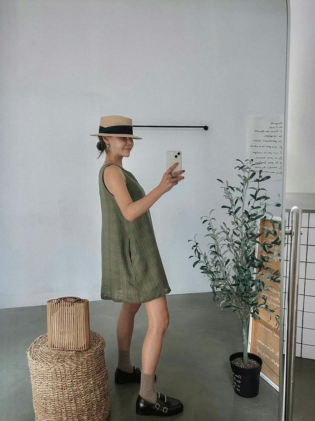 ANDYWARHOL韓國直郵㊣女裝新品25春夏熱賣人氣職業連衣裙亞麻ANDYWARHOL連衣裙
