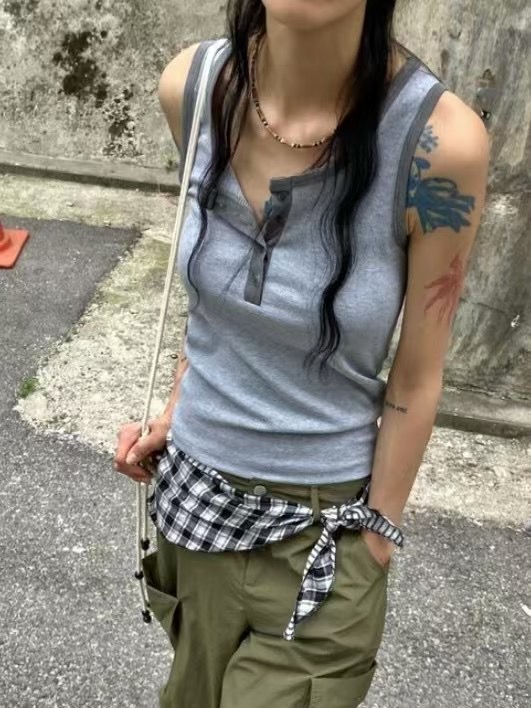 MANNISH韓國直郵㊣女裝新品人氣真品職業時尚25春夏吊帶背心LOVINE吊帶/背心