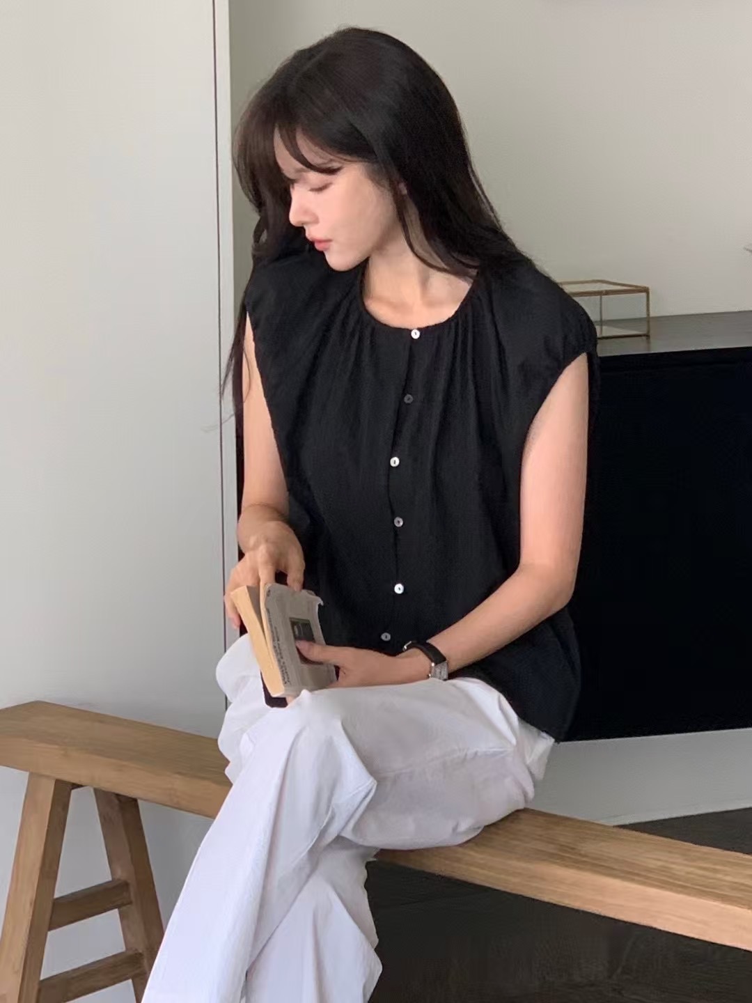 BERN韓國直郵㊣女士新款休閑25春夏時尚推薦熱賣襯衫蕾絲衫BERN襯衫/蕾絲衫圖色2